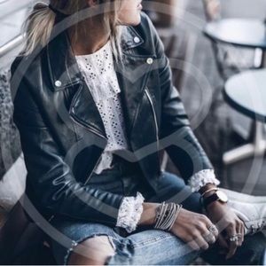 Black leather jacket biker moto